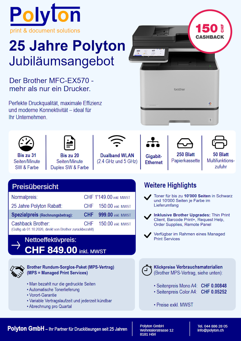 Polyton 25 Jahre Jubilaeumsangebot MFC EX570