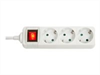 LINDY Mains 3 way gang socket with switch Schuko